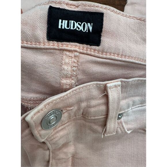 Hudson Tally Deep Cuff Crop Pink Skinny Stretch Jeans Size 26 - Picture 5 of 8